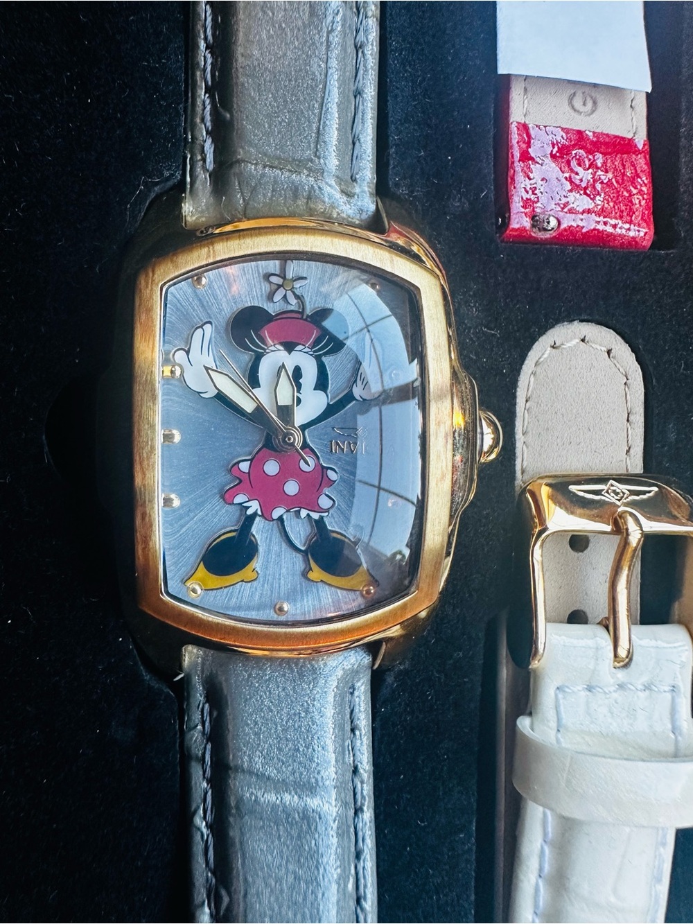 Invicta Gold-Tone Minnie Mouse Dial Watch with Pink and Gray Accents